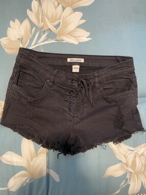 Billabong Black Lace-Up Distressed Denim Cutoff Shorts